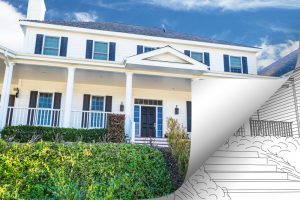 House,Photo,Page,Corner,Flipping,With,Drawing,Behind.